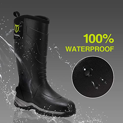 TIDEWE Rubber Boots for Men, Waterproof Durable Unique Design Rain