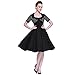 Heroecol Womens Vintage 1950s Dresses Square Neck Bow Short Sleeve 50s 60s Style Retro Swing Cotton Dress