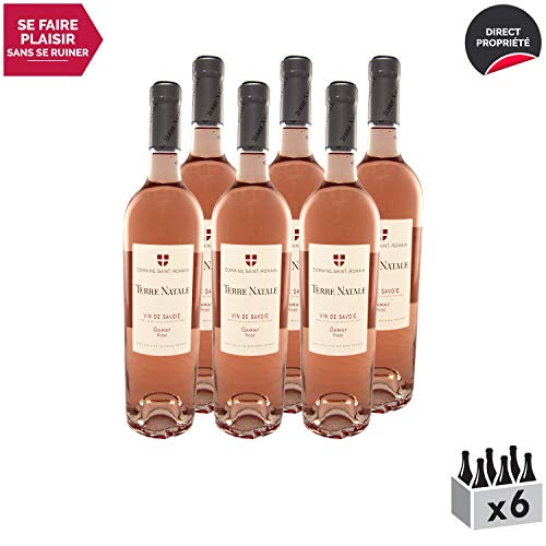 Vin de Savoie Gamay Rosé"Terre Natale" Rosé 2018 - Domaine Saint-Romain - Vin AOC Rosé de Savoie - Bugey - Cépage Gamay - Lot de 6x75cl