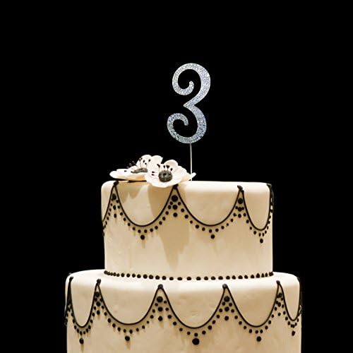 Cake Topper for Birthday Wedding Anniversary And Party, made of Rhinestones and alloy metal, Sturdy and shining. (3)