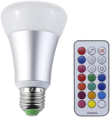 E26 E27 Dimmable LED Light Bulbs RGB Color Changing 10W 180° Beam Angle 900lm 16 Color Choice Remote Controller Included (Cool White + RGB Silver Shell)