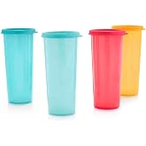 Tupperware Straight 16oz Stacking Tumbler Flat Seal Set of 4 Assorted Color, Large, 10175878000