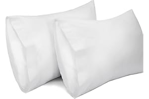 Lirex 2 Pack Pillow Cases, 100% Cotton Breathable Pillowcases Pillow Covers, 20 x 30 inch (50 x 75 cm) Queen Size (White, Que