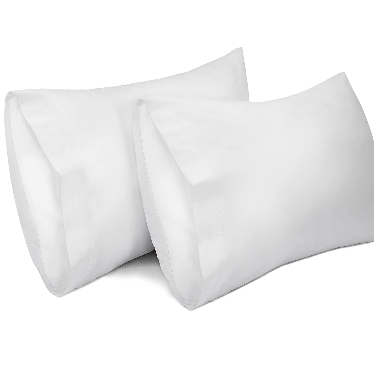 Lirex 2 Pack Pillow Cases, 100% Cotton Breathable Pillowcases Pillow Covers, 50 x 75 cm Queen Size (White, Queen) — image 1