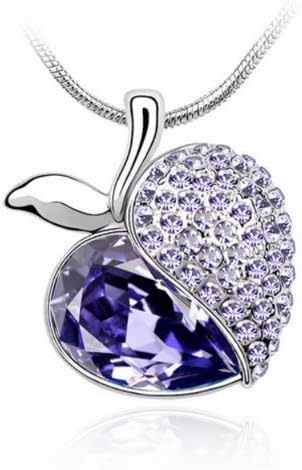 Alvdis Premium Apple Shaped Purple Crystal Long Sweater Chain NecklaceAlvdis Premium Apple Shaped Purple Crystal Long Chain Necklace - Genuine Swarovski Crystal Elements Pendant