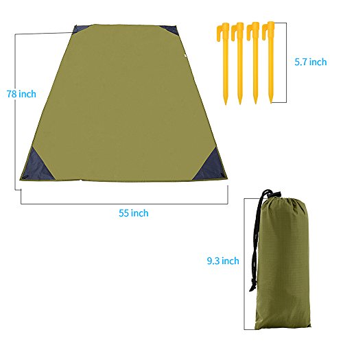 iMissiu Sand Free Beach Mat, Picnic Pocket Blanket Lightweight Waterproof Beach Blanket for Outdoor Camping, Travel, Hiking (Green)