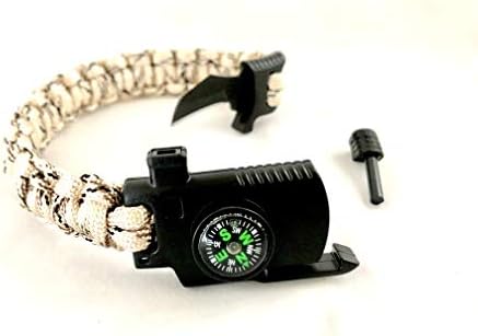Silver Cardinal Paracod Bracelet Survival Knife, Wrist Compass, Fire Starter Flint, Emergency Whistle| Survival Bracelet Kit| Tactical Bracelet Men Women