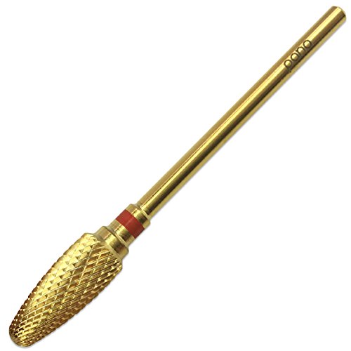 Pana 3/32" Flame Bit Safety Nail Carbide Bit - Gold Color (Grit: Fine - F) for Electric Dremel Drill Machine