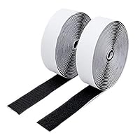 BRAVESHINE Adhesive Sticky Hook and Loop Tape Roll - 0.8 Inch Heavy Duty Fabric Wall Mounting Interlocking Tape - 5 Yards Double Sided Removable Hanging Strips Carpet Gripper Fastener Sheets - Black