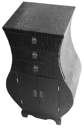 Prezents Com Black Leather Effect Chest Of Drawers Vase Shaped