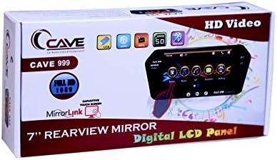 Cave Car 7Inches Rearview Touchscreen Mirror with Mirror Link, Bluetooth, USB Connection Multicolor LED.