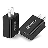 [2-Pack] FONKEN 18W Quick Charge 3.0(Quick Charge 2.0 Compatible) USB Wall Charger Adapter with Smart IC (Black)