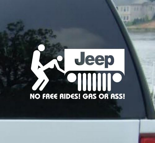 6" NO FREE RIDES decal for JEEP GRAND CHEROKEE WRANGLER RENEGADE Commander Commando Compass Patriot Wagoneer Sahara Rubicon X Liberty sport cj 5 7 CJ5 CJ7 4wd 4x4 Laredo TJ scrambler X YJ