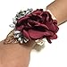 Wedding Bridal Wrist Corsage Graduation Party Wrist Corsage Bridesmaid Wrist Flower Corsage Flowers for Wedding (Wine Red)