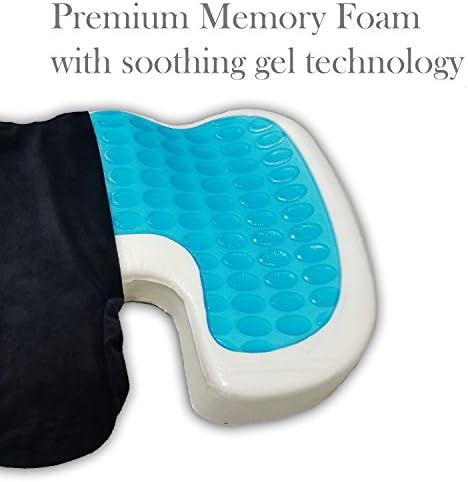 Excellent Sky Seat Cushion, Cool Gel Memory Foam Large Orthopedic Tailbone Pillow for Sciatica, Back, and Tailbone Pain