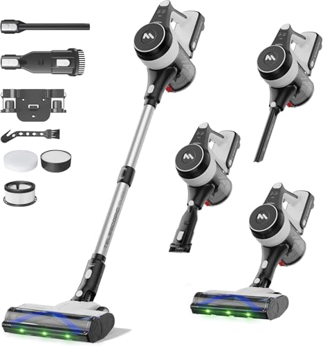 AlloyMove Battery Vacuum Cleaner 50,000 Pa/550 W/70 Min, 1.5 L Cordless Vacuum Cleaner with Anti-Tangle Brush and Wall Charging Station, 7-Layer Filter System, Super Quiet for Pet Hair, Carpets, Hard