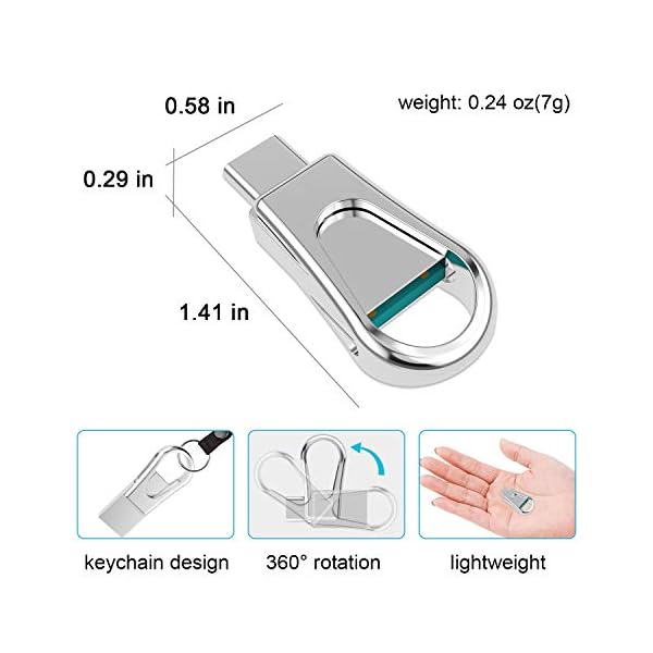 RAOYI USB C Stick 128GB Mini, USB 3.0 & Type C 2-IN-1 OTG Flash Laufwerk,Dual USB C Speicherstick Metall Wasserdicht für… – Bild 8