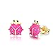 10Pairs 18K Gold Plated Love Heart Shape Owl Flower Star Lollipop Mouse Small Cute Simple Post Stud Earrings Set for Girls Kids Gold Tone Mix and Match (Mix-Rose carmine)