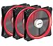 upHere Halo Ring Led 140mm case Fan 3 Pack Hydraulic Bearing Quiet Cooling case Fan for Computer Mirage Color LED Fan 3 pin with Anti Vibration Rubber Pads(Red) 14CMR3-3