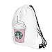 Ababalaya 3D Print Drawstring Backpack Rucksack Shoulder Bags Gym Bag, Starbucks