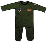 Baby Aviator Flight Suit Long Sleeve Sleeper 0-12 Mo Olive W Black Trim (9-12 mo)