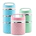 OSPARD Stackable Bento Box Leakproof Lunch Box for Kids School and Adult 43 Ounces (Green, 3 layer)