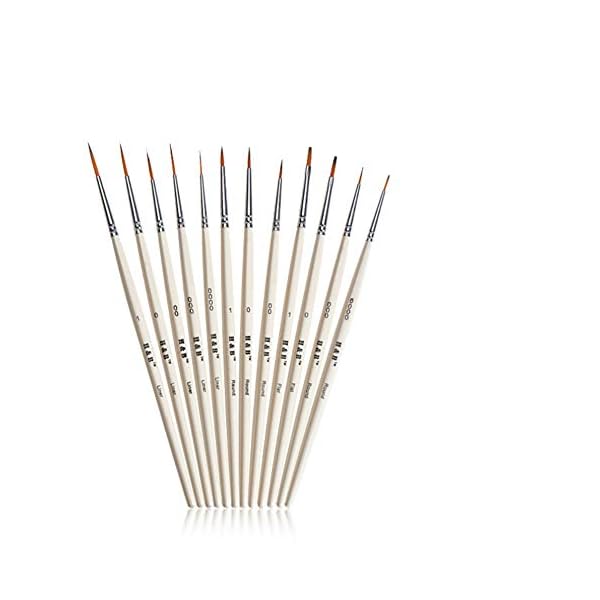 Queta Set 12 Pinselset Malen Künstlerpinsel Acrylpinsel Halten Sie eine feine Spitze und Feder für Öl, Aquarell, Acryl…