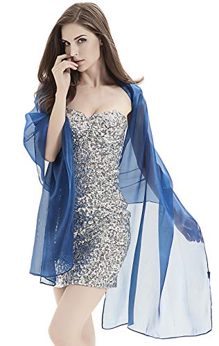 Alivila.Y Fashion Womens Organza Bridal Evening Soft Wrap Scarf Shawl-Blue Organza