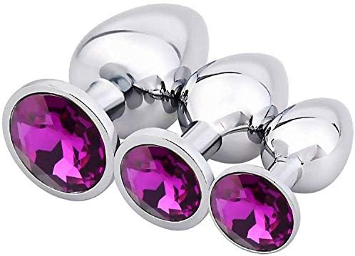 Aimyoo Pack of 3 Steel Jeweled Sexy Stimulation Toys Small/Medium/Large Purple