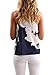 WLLW Women Spaghetti Strap Front Zipper Floral Print Shirt Tops Tanks Camis, Navy, Large