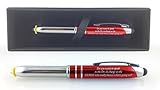 Nurse Gift Pen With Engraved Messaged - 3-In-1 Metal Ballpoint Pen, Tablet and Phone Stylus, And LED Flashlight - Red - By SyPen