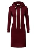 Doublju Womens Long Sleeve Hoodie Midi Dress (Made In USA)