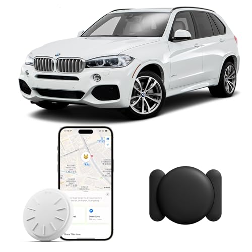 ZFSJTAG Car GPS Tracking Device, 1PCS Real Time GPS Tracker for Car, Work with Find My (iOS Only),Hidden Mini GPS Tracker,No Monthly Fee (White Tracker, Black Magnetic Case)