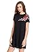 ROMWE Women's Short Sleeve Shirt Embroidered Floral Casual Swing Dress Black M