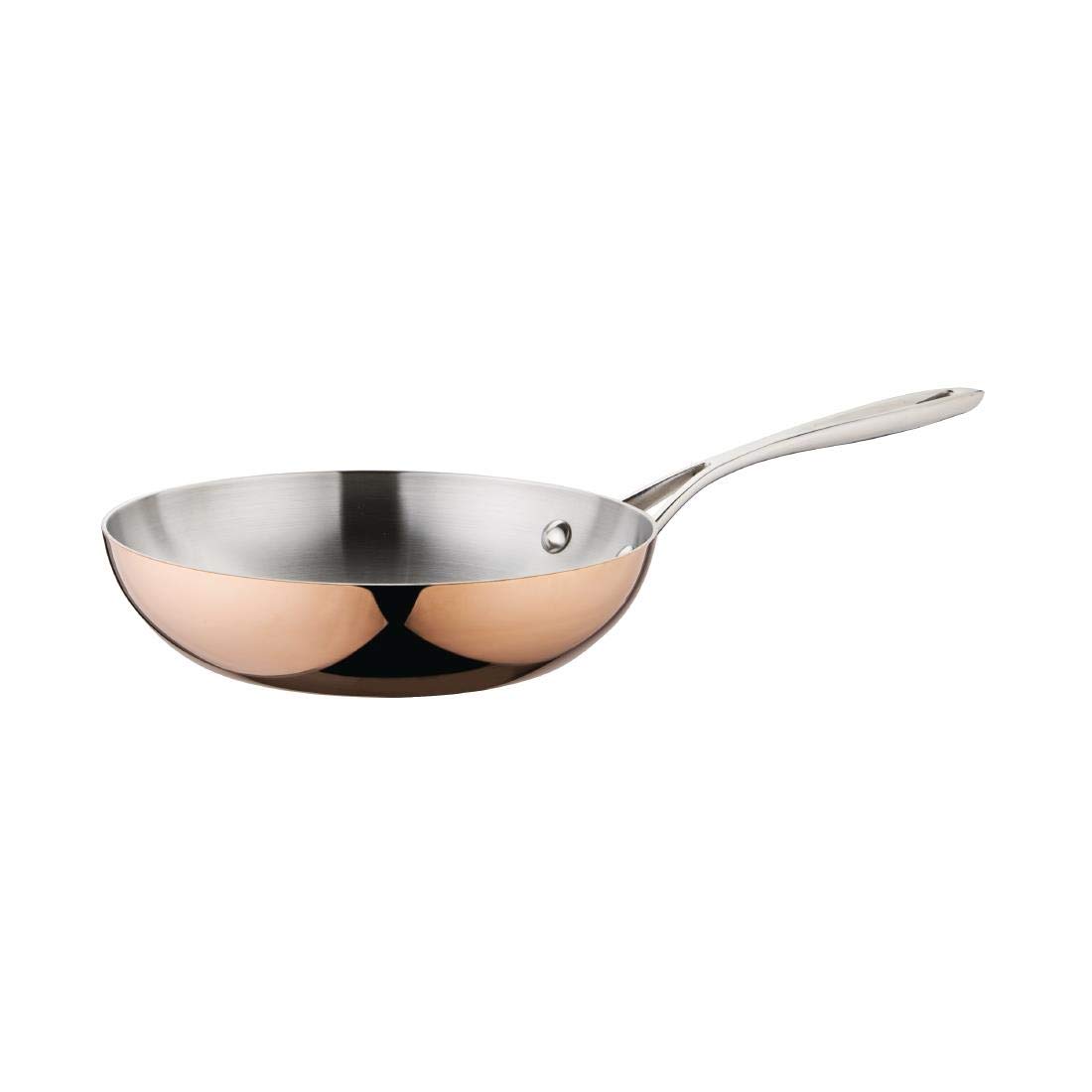 Vogue Tri Wall Copper Frying Pan 20 cm, Copper, Mirror Finish, All Hob Compatible, Induction Compatible CM678 - Image 3
