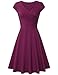 Laksmi Elegant Dresses, Womens Casual Dress A Line Cap Sleeve V Neck Large, Magenta