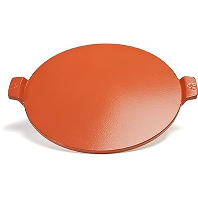Pizzacraft 14.5? Round Glazed Pizza Grilling Stone with Handles -