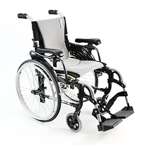 Karman Healthcare S-305 29 lbs Ultra Light Ergonomic Wheelchair with Removable Footrest and Quick Release Wheels Silver Color