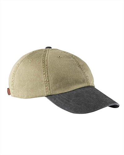 Adams Optimum Khaki Crown Pigment Dyed Twill Cap (Khaki_Black) (ALL)