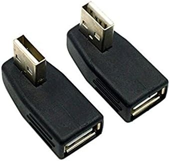 CHIBI 1 Pair of Left &amp; Right Direction Angled 90 Degree USB 2.0 Male to Female Extension Adapter Low Profile Black