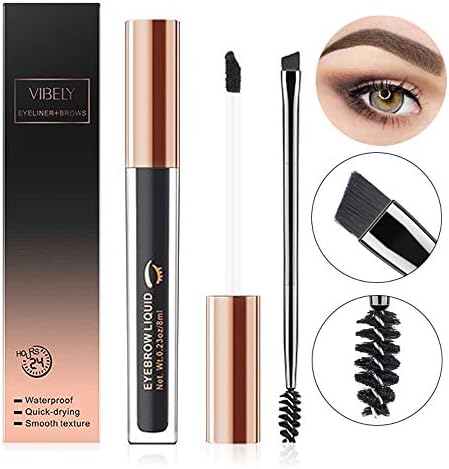 Waterproof Brow Gel,Tinted Brow Makeup,24 Hours Long Lasting Eyebrow Gel for Waterproof Eyebrow Makeup With Eyebrow Pencil Makeup Brush (Black)