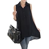 AsherFashion Womens Summer Loose Sleeveless Long Tunic Top Blouse