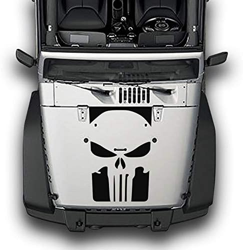 Bubbles Designs Punisher Skull Hood Decal Sticker Vinyl Compatible with Jeep Wrangler JK