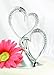 Hortense B. Hewitt Sparkling Love Double Hearts Anniversary, Engagement, Wedding Cake Topper, 5.5-Inches, Metal with Rhinestones, Silver