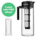 Vremi Cold Brew Iced Coffee Maker and Tea Infuser - 32 Ounce 1 Quart Glass Carafe Pitcher Airtight Lid and Spout - BPA Free Reusable Mesh Filter for Ground Coffee Loose Tea - Dishwasher Safe - Black
