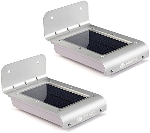 SMADZ SL41A Security Solar Motion Light 16 LEDs for Outdoor Garden Fence Wall Step Waterproof (Pack of 2) - 2017 Upgraded Version