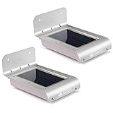 SMADZ SL41A Security Solar Motion Light 16 LEDs for Outdoor Garden Fence Wall Step Waterproof (Pack of 2) - 2017 Upgraded Version