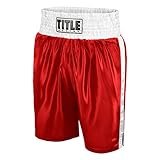 Title Edge Boxing Trunks, Red/White, Youth Medium