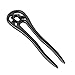 FINGER LOVE Handmade Carved Wood 2-Prong Vintage Style Hair Stick Double01 (Black Ebony)