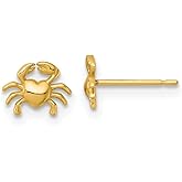 14k Solid Yellow Gold Polished Crab Post Earrings 6.15x7.9mm Wide Stud Earring for Women